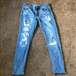 American Eagle Tom girl patch work jeans